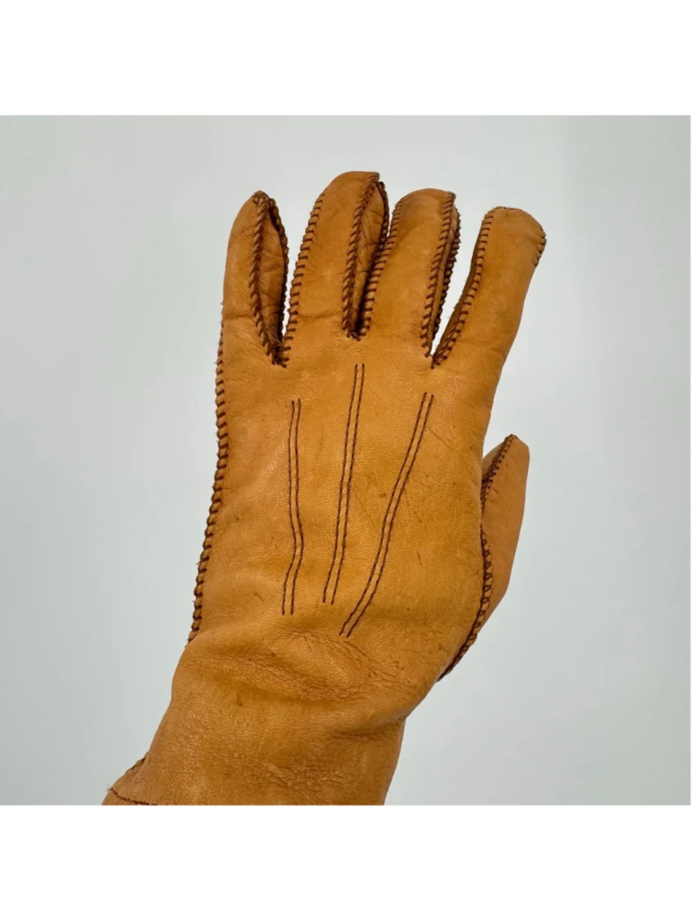 Vintage Perrone Leather Gloves Camel Tan Butter Soft Made in USA XL FIT MEDIUM